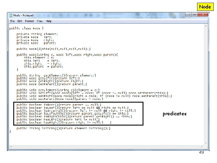 Node predicates 49 