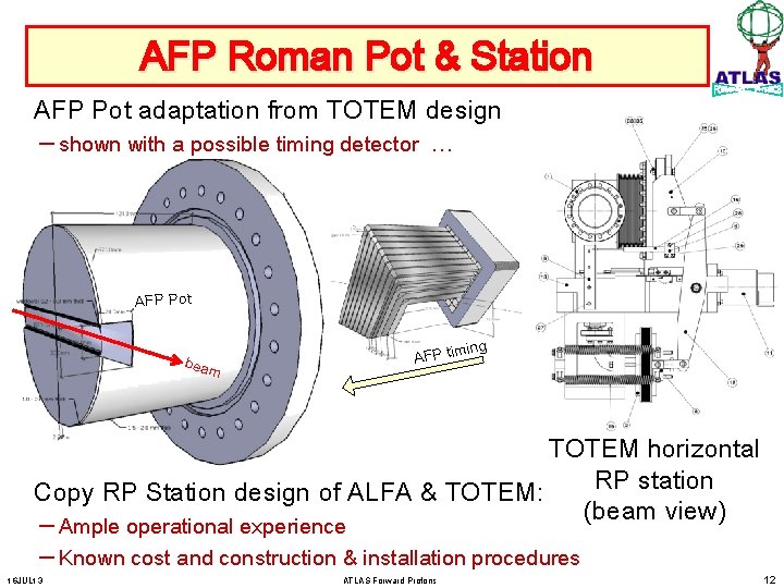 AFP Roman Pot & Station AFP Pot adaptation from TOTEM design – shown with