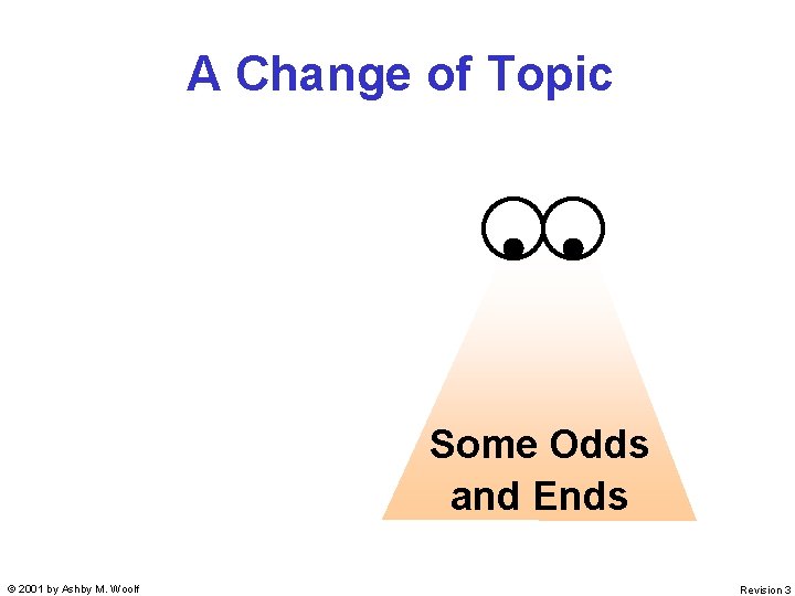 A Change of Topic Manipulating the Bits Some Odds and Ends © 2001 by A Change of Topic Manipulating the Bits Some Odds and Ends © 2001 by
