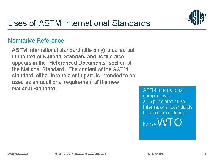 Uses of ASTM International Standards Normative Reference ASTM International standard (title only) is called