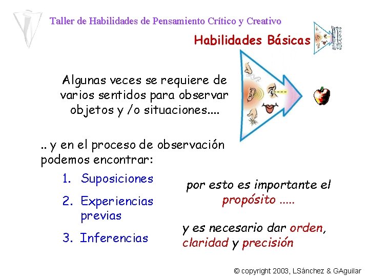 Taller de Habilidades de Pensamiento Crítico y Creativo Habilidades Básicas Algunas veces se requiere