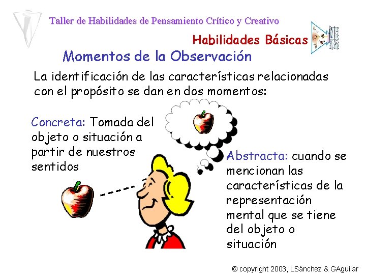 Taller de Habilidades de Pensamiento Crítico y Creativo Habilidades Básicas Momentos de la Observación