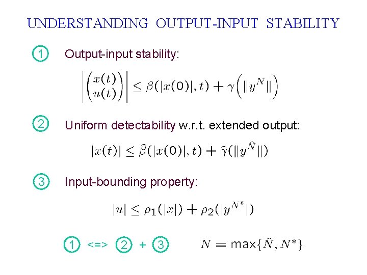 UNDERSTANDING OUTPUT-INPUT STABILITY 1 Output-input stability: 2 Uniform detectability w. r. t. extended output: