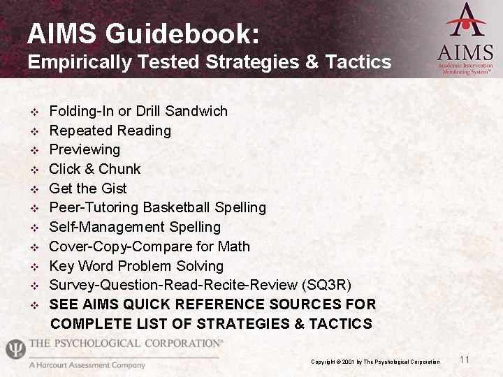AIMS Guidebook: Empirically Tested Strategies & Tactics v v v Folding-In or Drill Sandwich