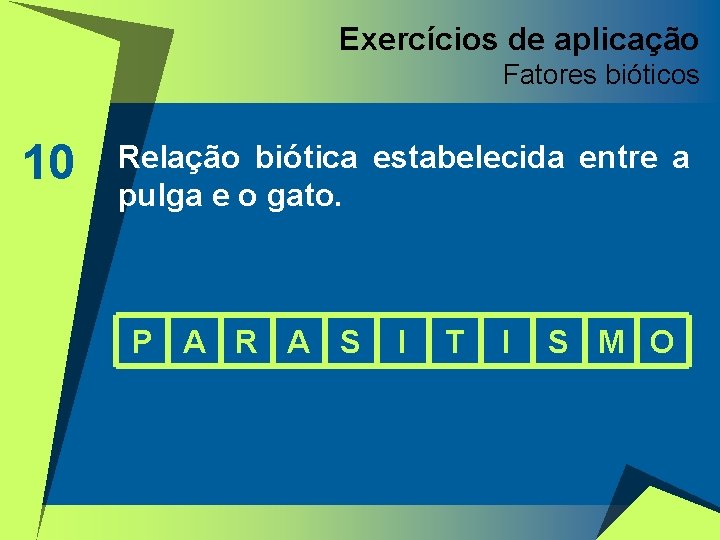 Exercícios de aplicação Fatores bióticos 10 Relação biótica estabelecida entre a pulga e o