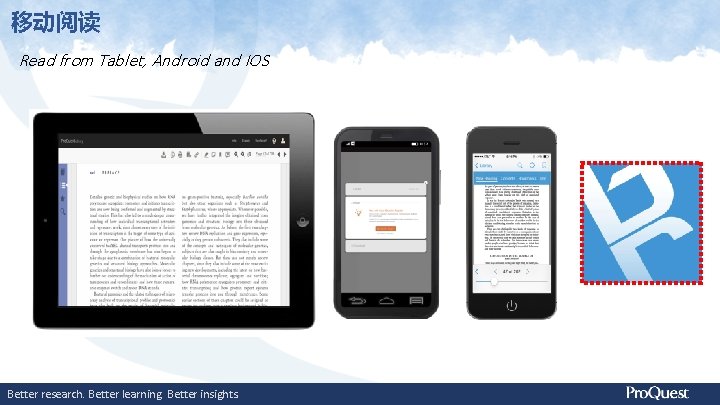 移动阅读 Read from Tablet, Android and IOS Better research. Better learning. Better insights. 