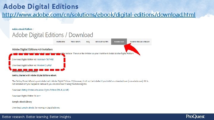 Adobe Digital Editions http: //www. adobe. com/cn/solutions/ebook/digital-editions/download. html Better research. Better learning. Better insights.