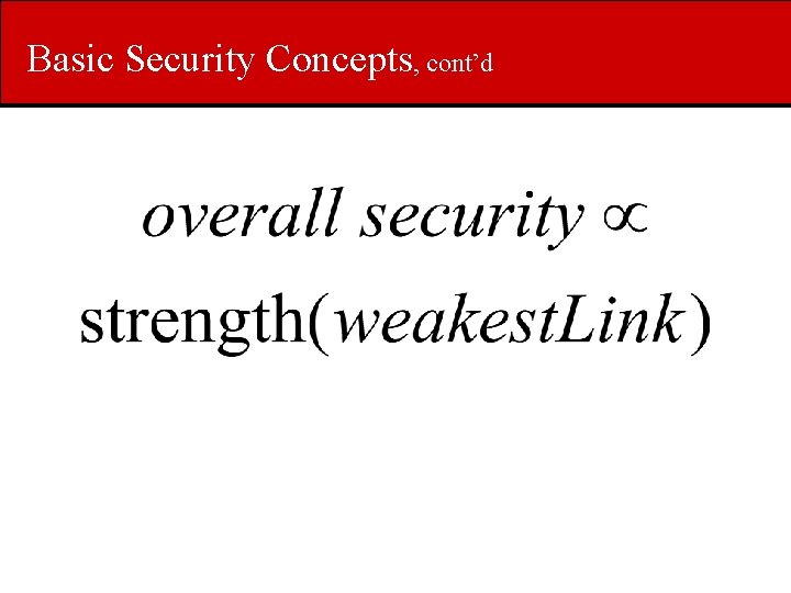 Basic Security Concepts, cont’d 