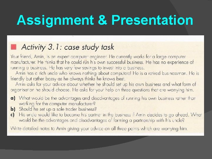 Assignment & Presentation 