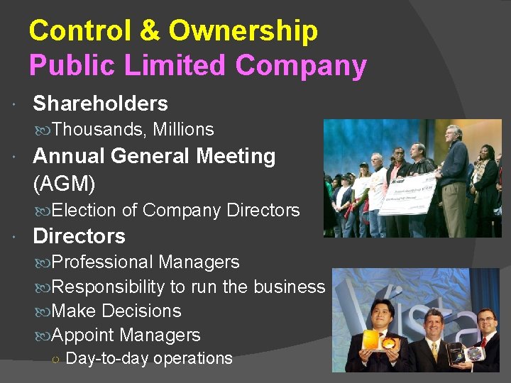 Control & Ownership Public Limited Company Shareholders Thousands, Millions Annual General Meeting (AGM) Election