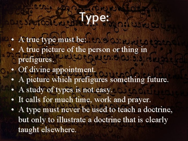 Type: • A true type must be: • A true picture of the person