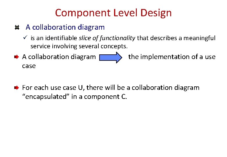 Component Level Design A collaboration diagram ü is an identifiable slice of functionality that Component Level Design A collaboration diagram ü is an identifiable slice of functionality that
