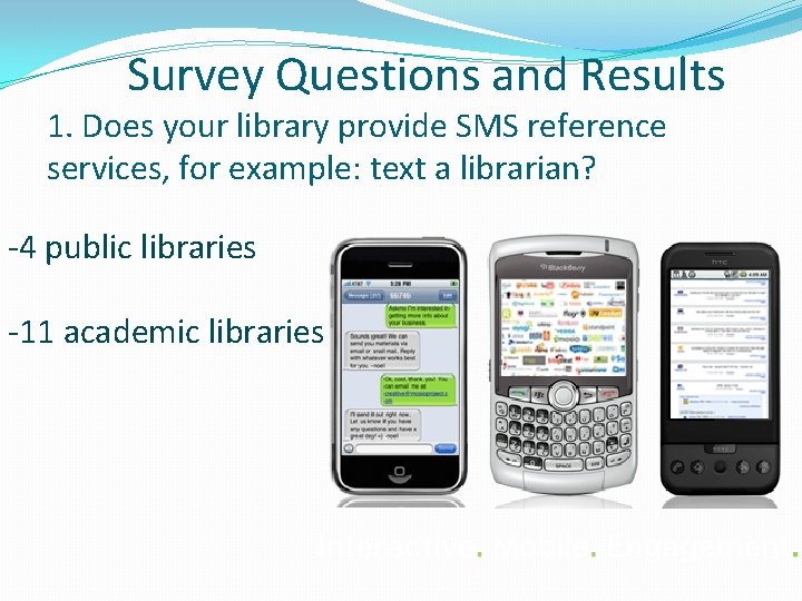 Survey Questions and Results 1. Does your library provide SMS reference services, for example: