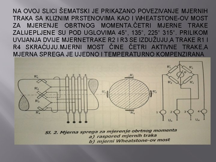 NA OVOJ SLICI ŠEMATSKI JE PRIKAZANO POVEZIVANJE MJERNIH TRAKA SA KLIZNIM PRSTENOVIMA KAO I