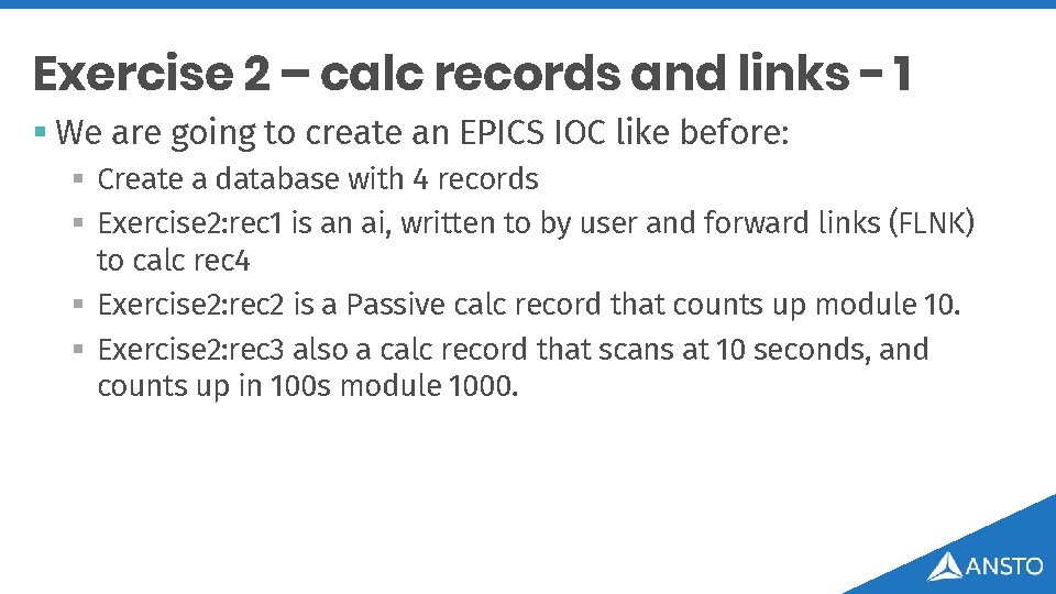 Exercise 2 – calc records and links - 1 § We are going to