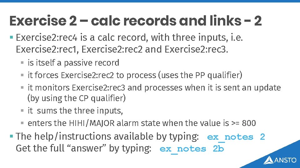 Exercise 2 – calc records and links - 2 § Exercise 2: rec 4