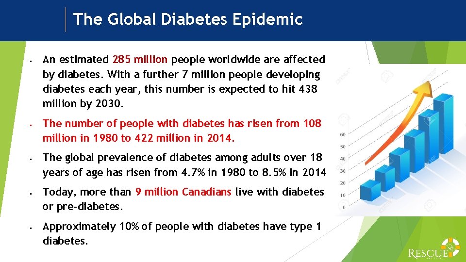 The Global Diabetes Epidemic § § § An estimated 285 million people worldwide are