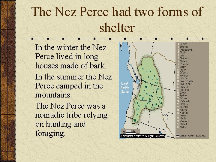 The Nez Perce had two forms of shelter In the winter the Nez Perce