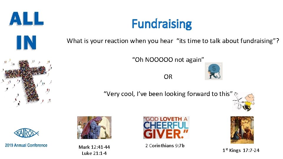 Fundraising What is your reaction when you hear “its time to talk about fundraising”?