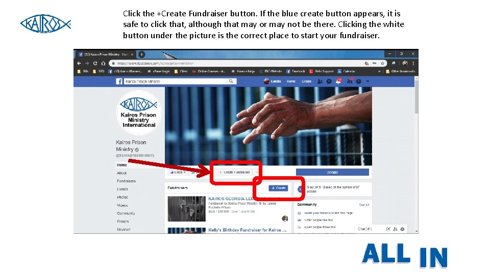 Click the +Create Fundraiser button. If the blue create button appears, it is safe