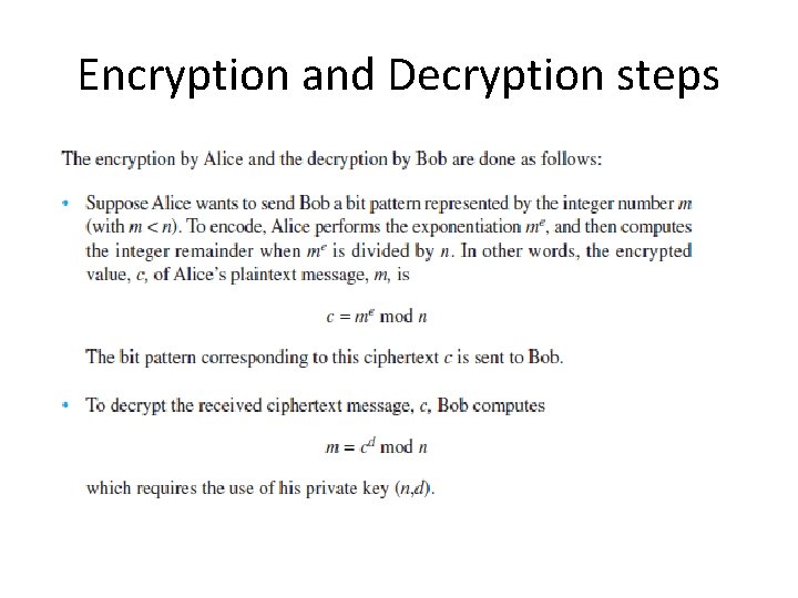 Encryption and Decryption steps 