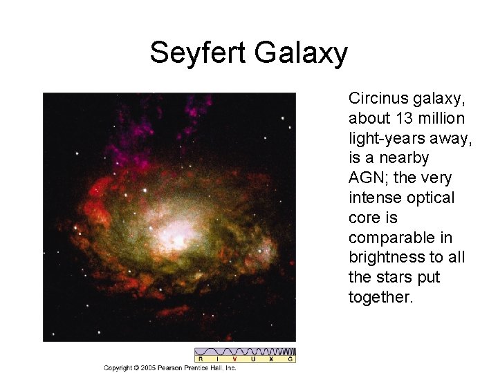 Seyfert Galaxy Circinus galaxy, about 13 million light-years away, is a nearby AGN; the