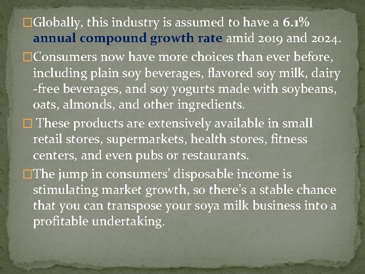 �Globally, this industry is assumed to have a 6. 1% annual compound growth rate