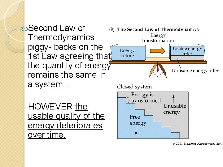  Second Law of Thermodynamics piggy- backs on the 1 st Law agreeing that