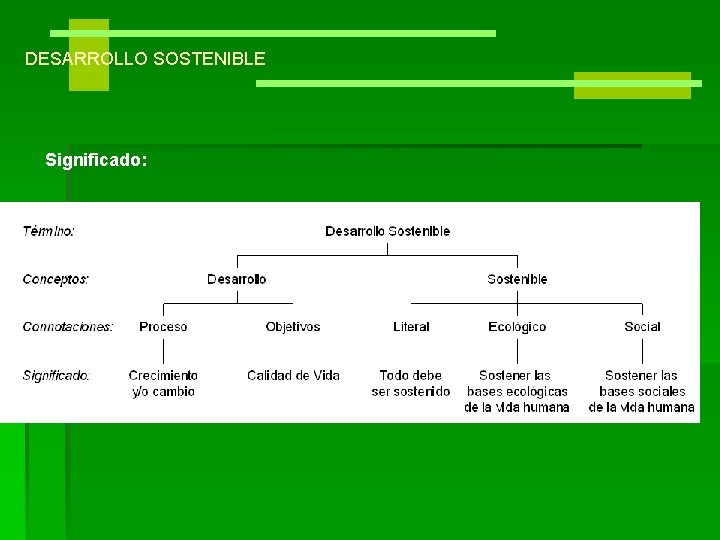 DESARROLLO SOSTENIBLE Significado: 