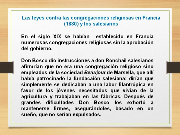 Las leyes contra las congregaciones religiosas en Francia (1880) y los salesianos En el