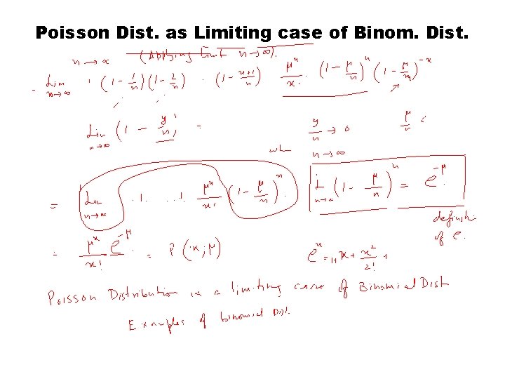 Poisson Dist. as Limiting case of Binom. Dist. 