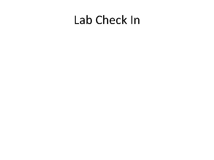 Lab Check In 