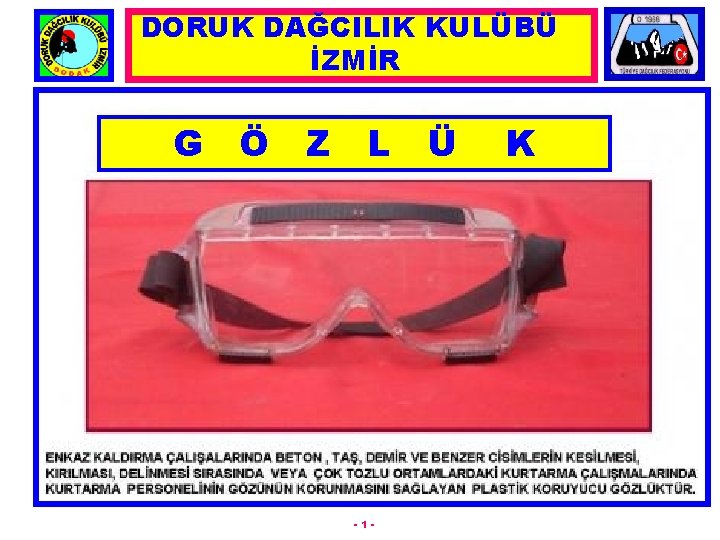 DORUK DAĞCILIK KULÜBÜ İZMİR G Ö Z L Ü -1 - K 