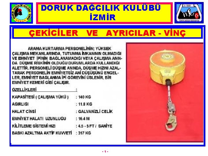 DORUK DAĞCILIK KULÜBÜ İZMİR ÇEKİCİLER VE AYRICILAR - VİNÇ -1 - 