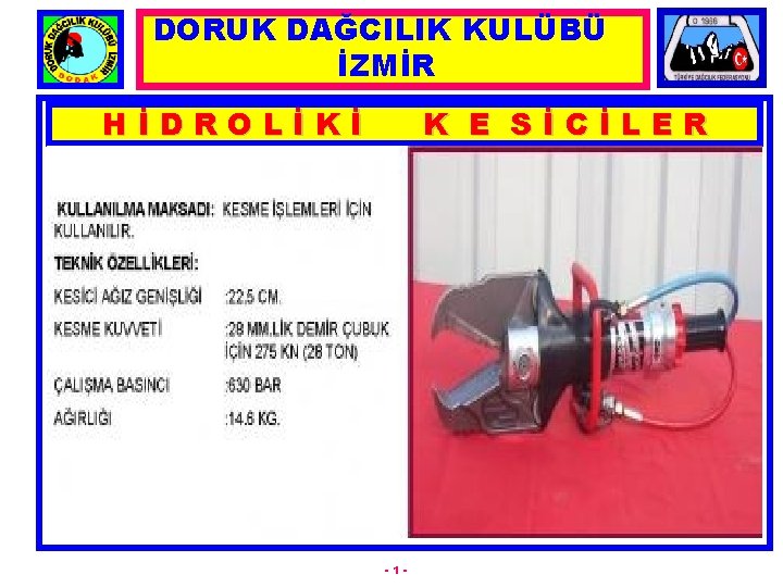 DORUK DAĞCILIK KULÜBÜ İZMİR HİDROLİKİ K E SİCİLER -1 - 