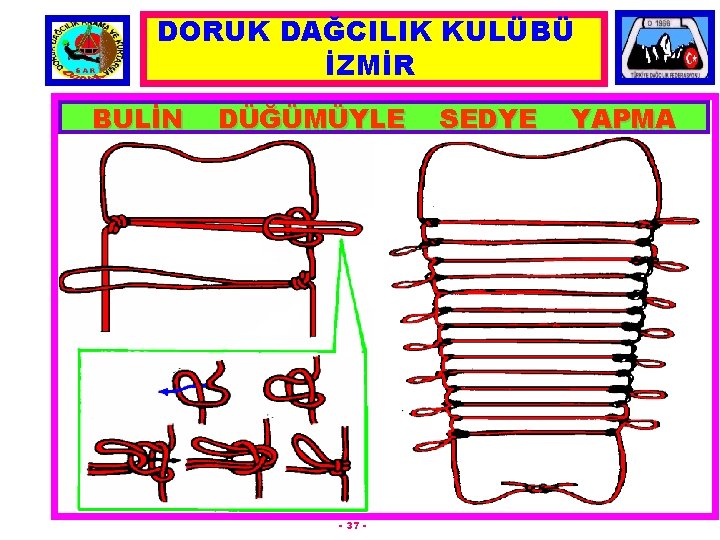 DORUK DAĞCILIK KULÜBÜ İZMİR BULİN DÜĞÜMÜYLE - 37 - SEDYE YAPMA 