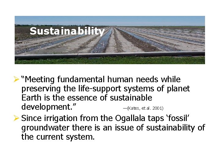 Sustainability Ø “Meeting fundamental human needs while preserving the life-support systems of planet Earth