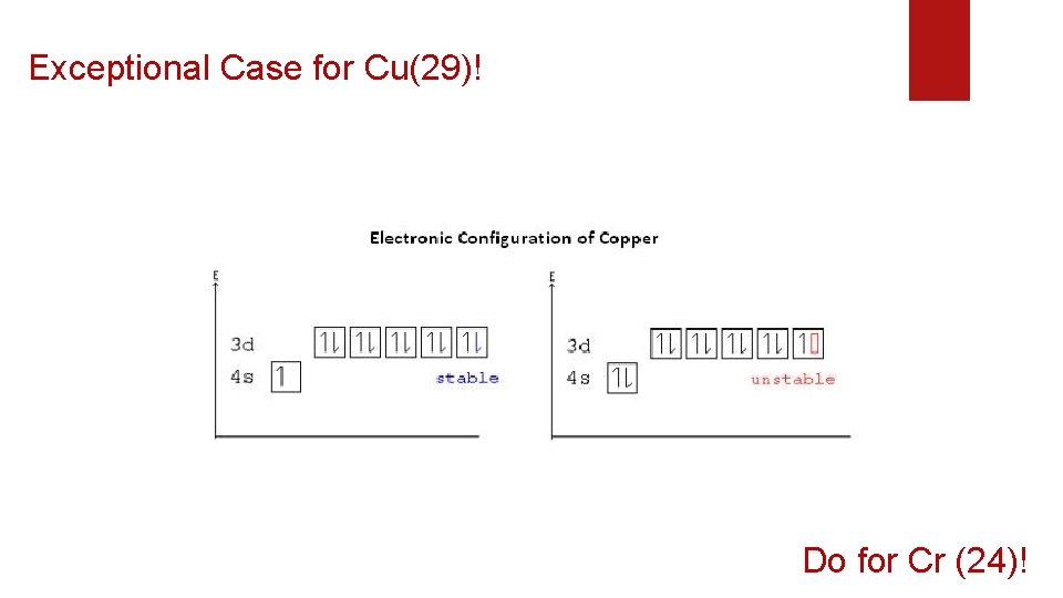 Exceptional Case for Cu(29)! Do for Cr (24)! 