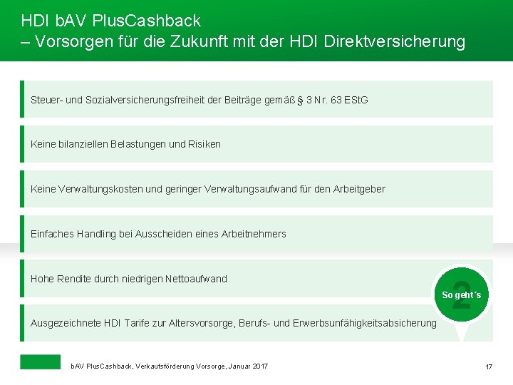 HDI b. AV Plus. Cashback – Vorsorgen für die Zukunft mit der HDI Direktversicherung
