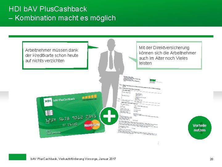 HDI b. AV Plus. Cashback – Kombination macht es möglich Arbeitnehmer müssen dank der