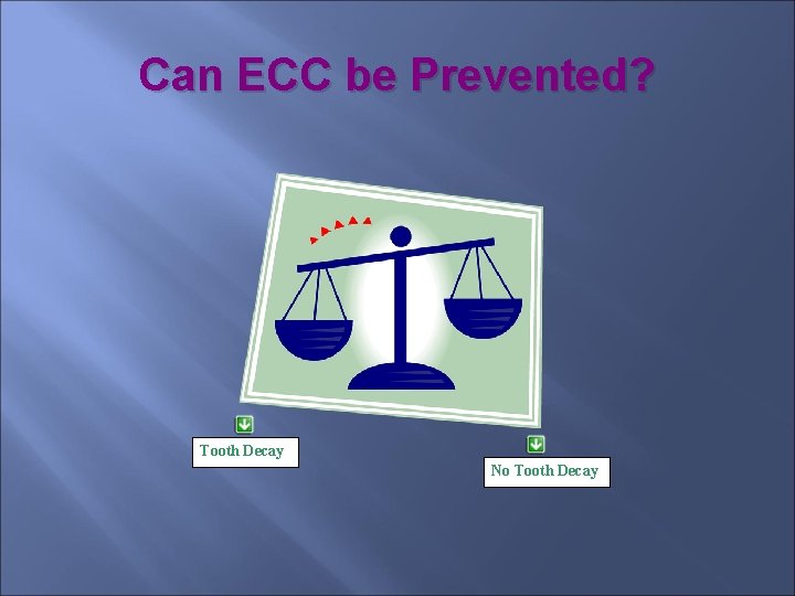 Can ECC be Prevented? Tooth Decay No Tooth Decay 