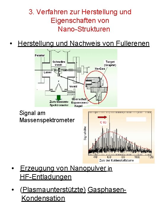 3. Verfahren zur Herstellung und Eigenschaften von Nano-Strukturen • Herstellung und Nachweis von Fullerenen