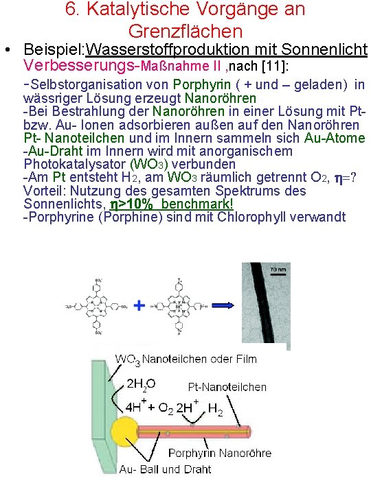 6. Katalytische Vorgänge an Grenzflächen • Beispiel: Wasserstoffproduktion mit Sonnenlicht Verbesserungs-Maßnahme II , nach