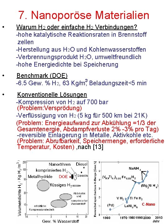 7. Nanoporöse Materialien • Warum H 2 oder einfache H 2 Verbindungen? -hohe katalytische