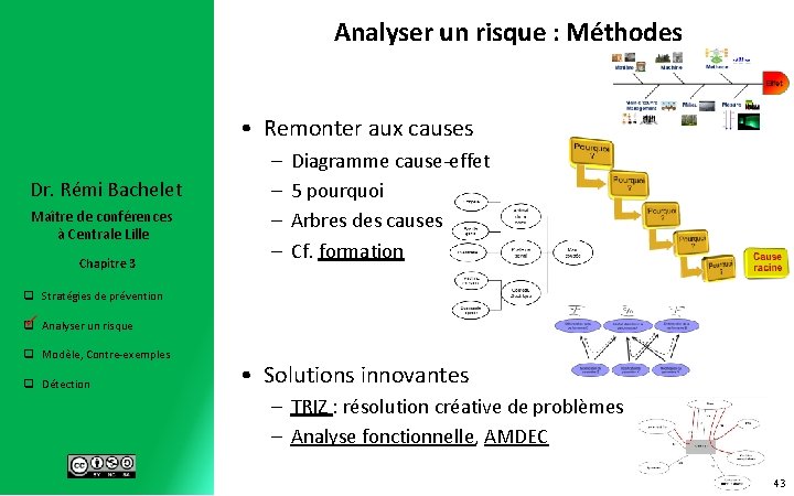 Analyser un risque : Méthodes • Remonter aux causes Dr. Rémi Bachelet Maître de