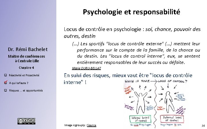 Psychologie et responsabilité Locus de contrôle en psychologie : soi, chance, pouvoir des autres,