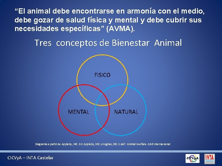 “El animal debe encontrarse en armonía con el medio, debe gozar de salud física