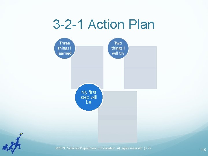 3 -2 -1 Action Plan My first step will be © 2019 California Department