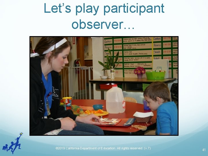 Let’s play participant observer… © 2019 California Department of Education. All rights reserved. (v.