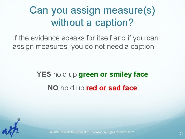 Can you assign measure(s) without a caption? If the evidence speaks for itself and
